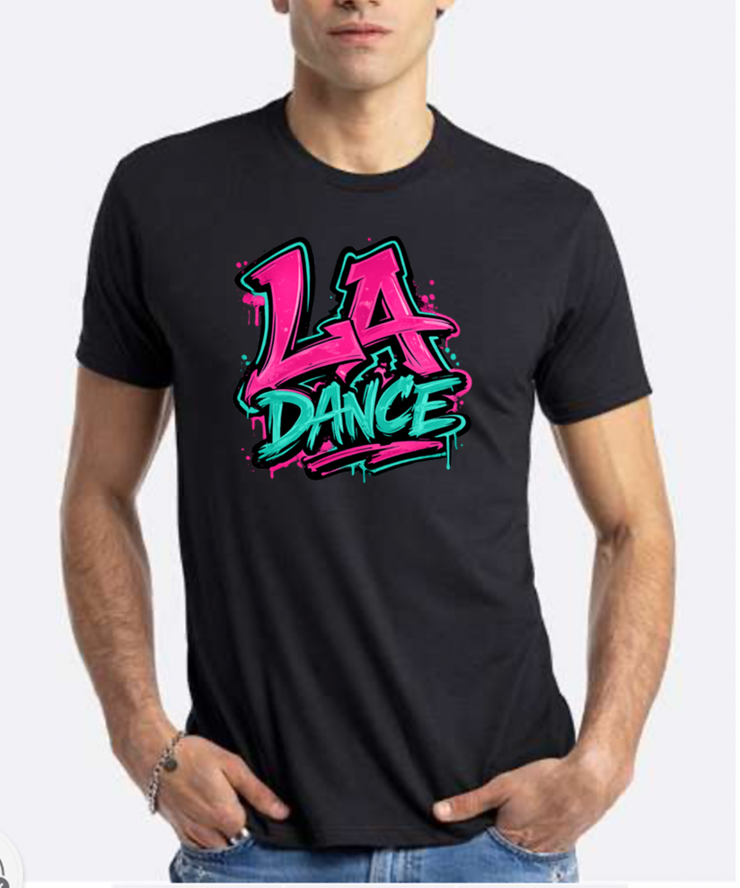 Boys/Men Next Level CVC Short Sleeve Black T with Graffiti Print